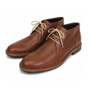Steve Madden P-Ikon 247 Cognac Leather Chukka Boots Mens 11.5 Lace Up Brown NWOT
